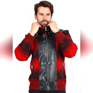 ZIPPER STAND COLLAR MONGOLIAN SWEATER